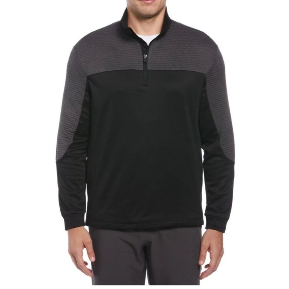 PGA Tour Golf 1/4 Zip Pullover Mens Black/Gray‎ Mock Neck Performance Top XLarge